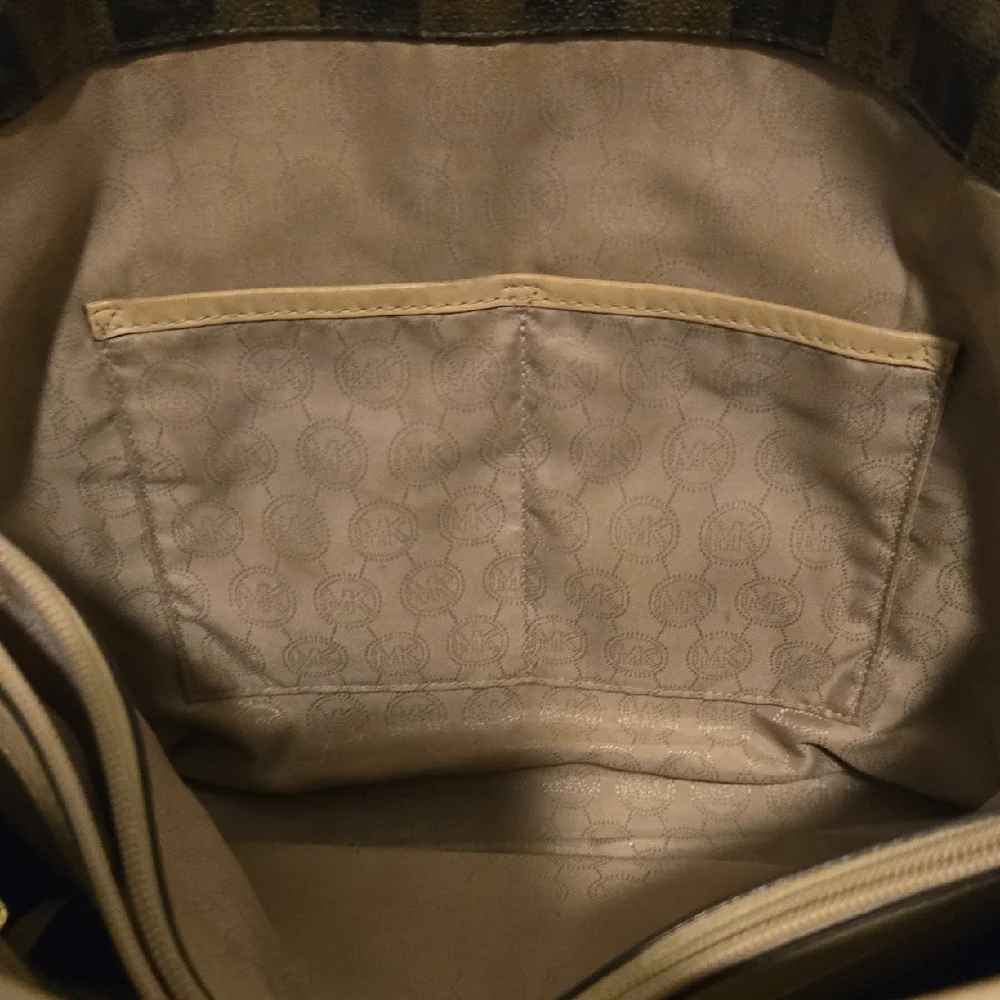 Michael Kors Checkered Tote - Black and Tan - Picture 10 of 16